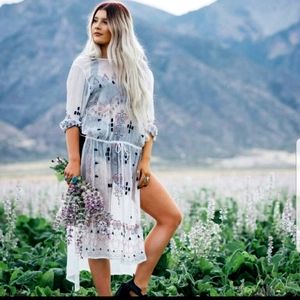 Free people sheer embroided long tunic